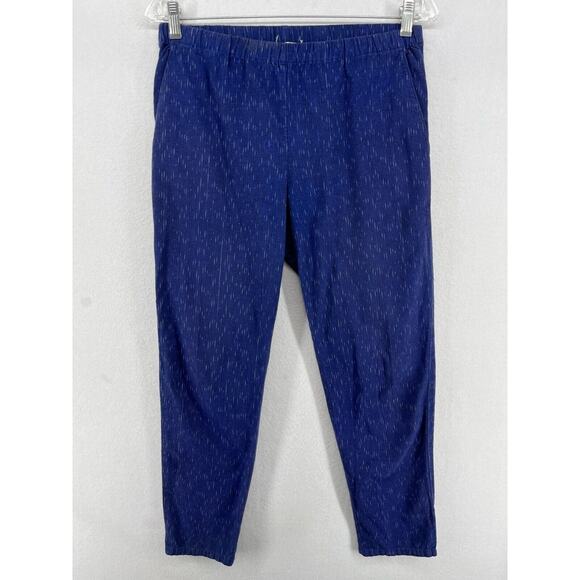 EILEEN FISHER Pants PS Petite Ikat Organic Cotton Droplet Ankle Tapered Blue - Picture 1 of 16
